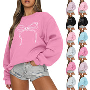 Oversized Sweatshirt for Women Bow Graphic Fleece Crewneck Sweatshirts Trendy Long Sleeve Bow Sweater Sweatshirt Casual Crew Neck Sweatshirts Pullover Comfy Spring Clothes Womens Oversized Sweatshirt - Jackie's Majestic Trinkets & Garments