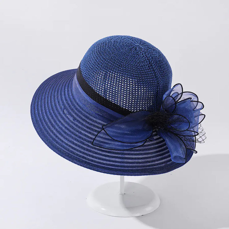 Women's Organza Large Brim Sunshade Hat - Jackie's Majestic Trinkets & Garments
