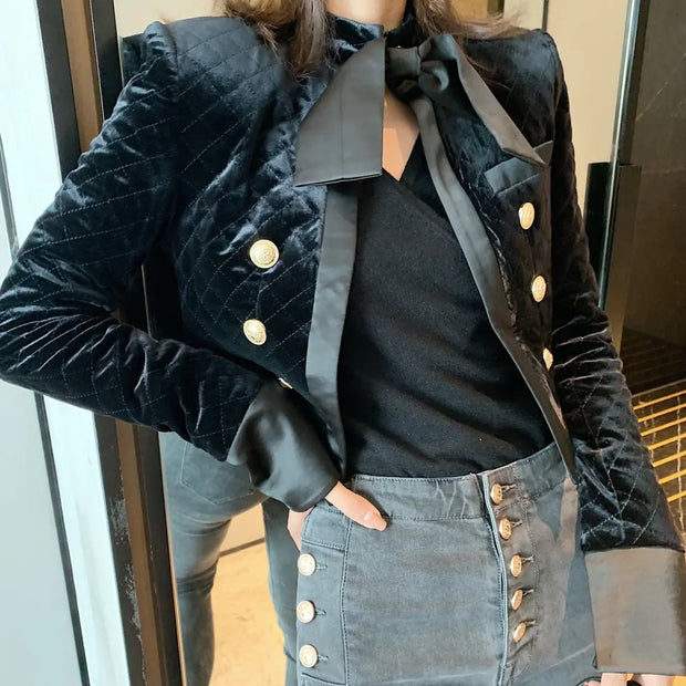 Velvet Diamond Quilt Short Jacket for Women - Jackie's Majestic Trinkets & Garments