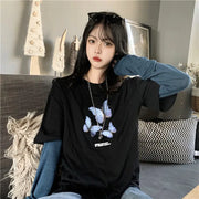Butterfly Print Short Sleeve T-Shirt for Women - Jackie's Majestic Trinkets & Garments