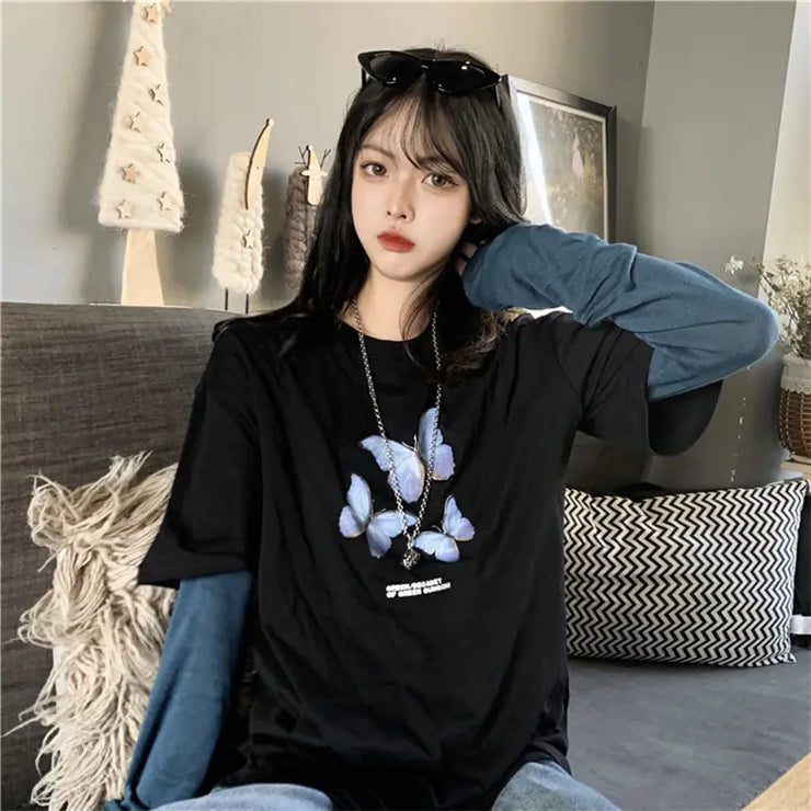Butterfly Print Short Sleeve T-Shirt for Women - Jackie's Majestic Trinkets & Garments