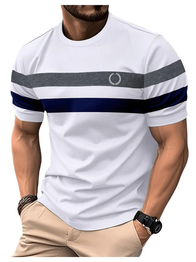 RoseSeek Mens Color Block Short Sleeve Tee Shirts Casual Crewneck T Shirt Trendy Summer Tops White X-Large - Jackie's Majestic Trinkets & Garments