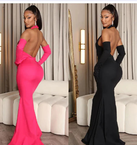 Backless Hollow-out Halter Dress for Women - Jackie's Majestic Trinkets & Garments