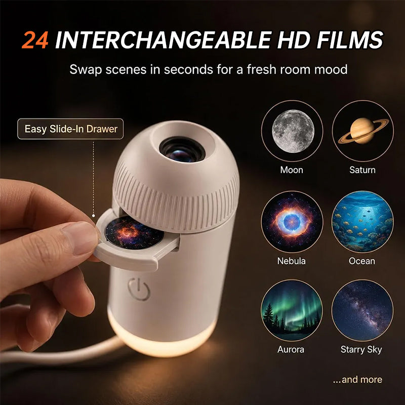 Galaxy Projector Led Night Light With 24 Hd Films And Remote
