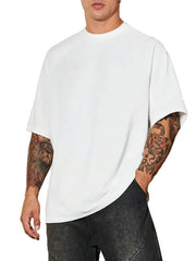 Verdusa Mens Oversized Shirts Short Sleeve Loose Fit Casual Solid Basic Tee Tops White Medium - Jackie's Majestic Trinkets & Garments