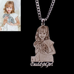 Custom Picture Nameplate Pendant Custom Photo Necklace Engraved Portrait Necklace Christmas Gift for Kids Jewelry Family  Gifts