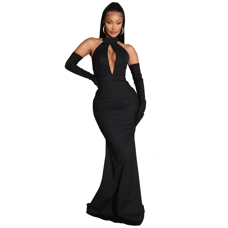 Backless Hollow-out Halter Dress for Women - Jackie's Majestic Trinkets & Garments