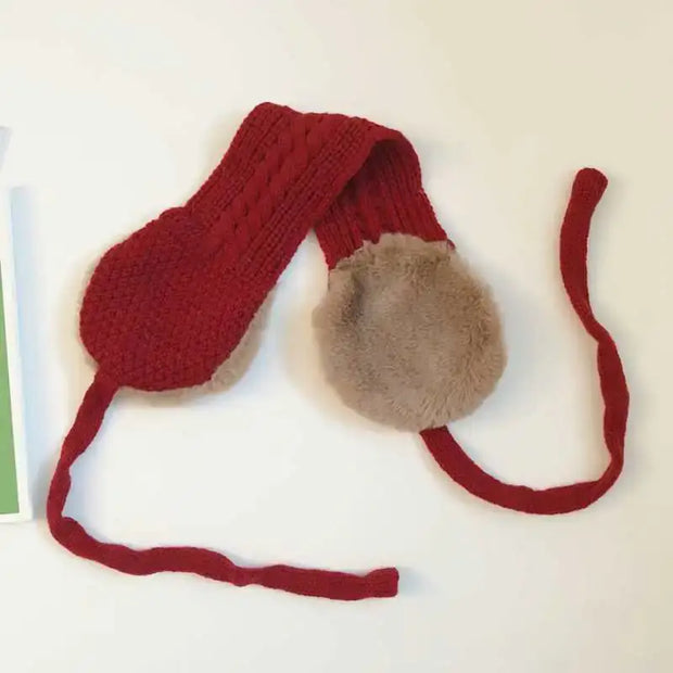 Korean Plush Lace-Up Cute Girl Earmuffs - Jackie's Majestic Trinkets & Garments
