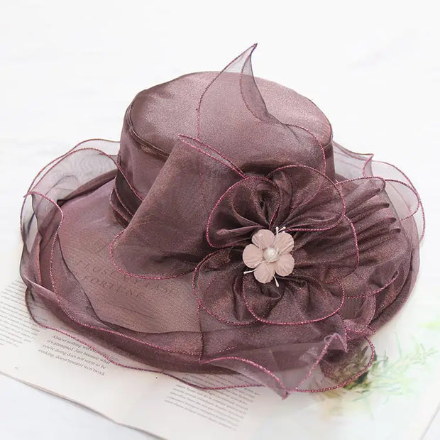 Women's Floral Large Brim Foldable Beach Hat - Jackie's Majestic Trinkets & Garments