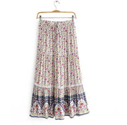 Lace Trim Printed Midi Skirt - Jackie's Majestic Trinkets & Garments