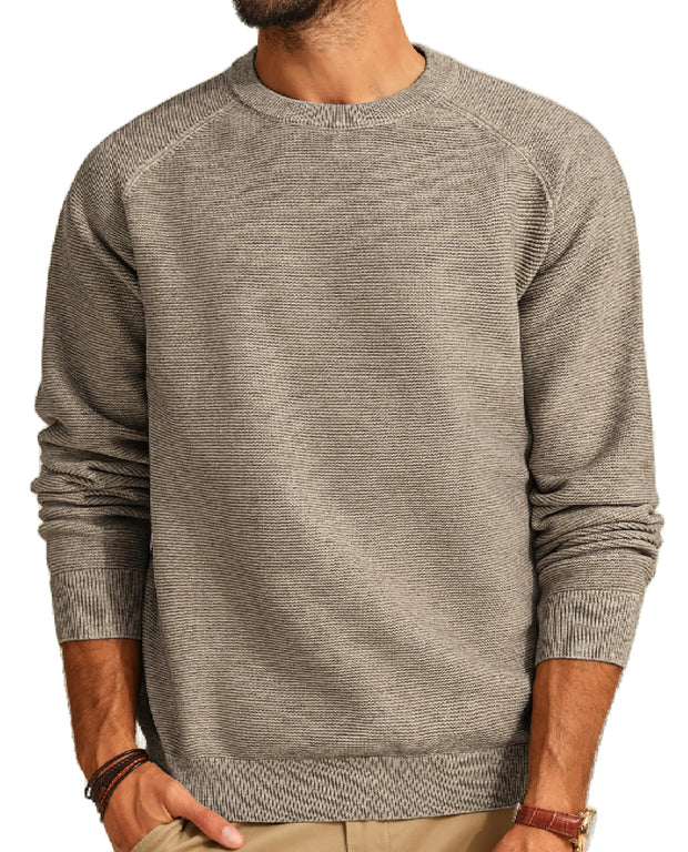 PJ PAUL JONES Mens Sweater Crewneck Long Sleeve Knit Textured Basic Casual Comfy Holiday Pullover Sweater for Mens Fashion Trendy Khaki L - Jackie's Majestic Trinkets & Garments