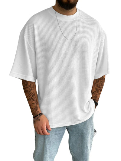 Verdusa Mens Fashion T Shirts Short Half Sleeve Athletic Workout Oversized Loose Pullover Tee Top White XX-Large - Jackie's Majestic Trinkets & Garments
