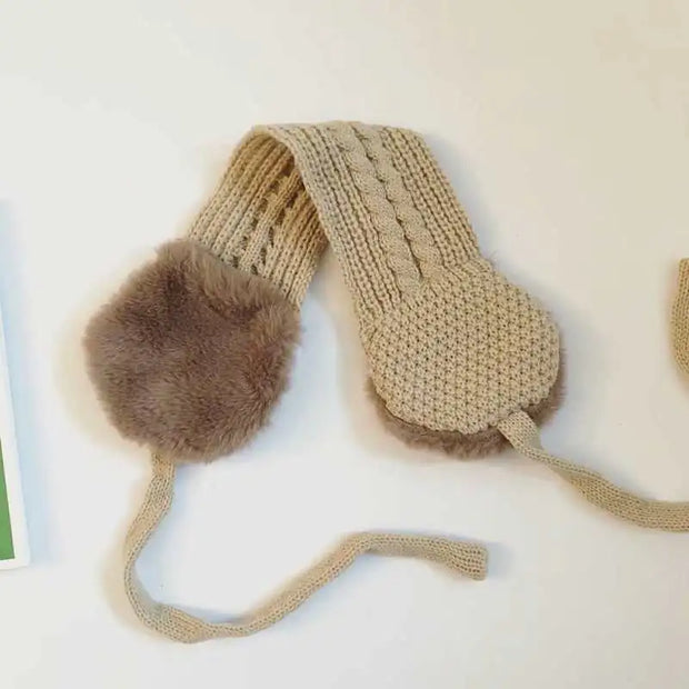 Korean Plush Lace-Up Cute Girl Earmuffs - Jackie's Majestic Trinkets & Garments