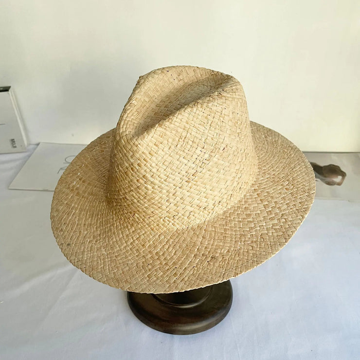 Flat Brim Raffia Women's Fashion Beach Hat - Jackie's Majestic Trinkets & Garments