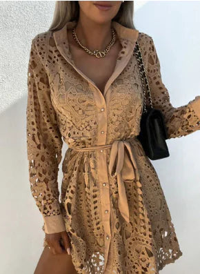 Short Lace Chemise Dress with Long Sleeves (One Piece) - Jackie's Majestic Trinkets & Garments