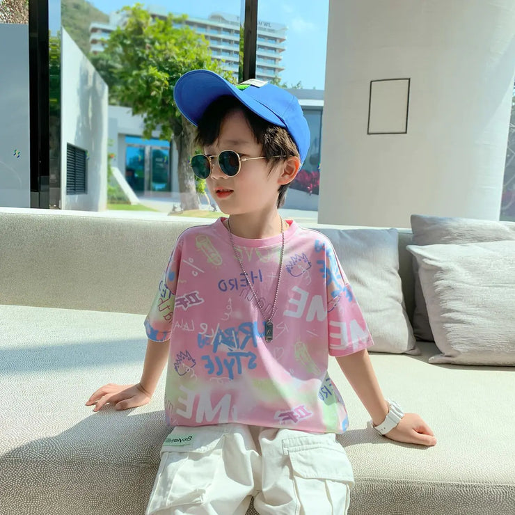 Korean Style Tie-Dye Loose Blouse for Kids Fashion - Jackie's Majestic Trinkets & Garments
