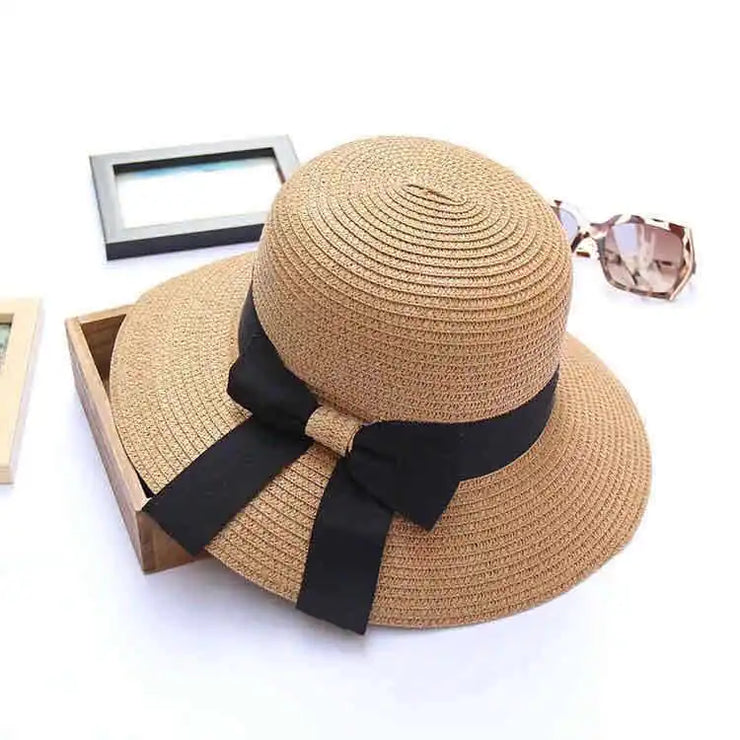 Summer Women's Straw Hat - Foldable Wide Brim Cap - Jackie's Majestic Trinkets & Garments