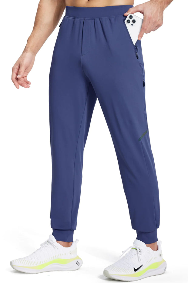 M MAROAUT Mens Athletic Joggers with Zipper Pockets Stretch Sweatpants for Gym Workout Track Running Casual Sweat Pants Navy XL - Jackie's Majestic Trinkets & Garments