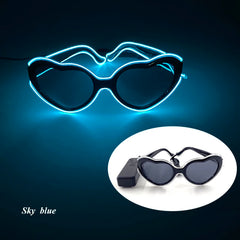 LED Neon Heart Shaped Glasses for Women Lady Fluorescent Bars DJ Party Christmas New Year Bride to be Wedding Rave Accessories - Jackie's Majestic Trinkets & Garments