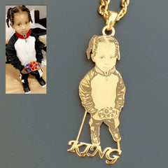 Custom Picture Nameplate Pendant Custom Photo Necklace Engraved Portrait Necklace Christmas Gift for Kids Jewelry Family  Gifts