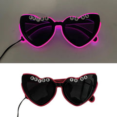 LED Neon Heart Shaped Glasses for Women Lady Fluorescent Bars DJ Party Christmas New Year Bride to be Wedding Rave Accessories - Jackie's Majestic Trinkets & Garments