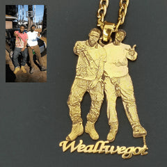 Custom Picture Nameplate Pendant Custom Photo Necklace Engraved Portrait Necklace Christmas Gift for Kids Jewelry Family  Gifts