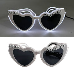 LED Neon Heart Shaped Glasses for Women Lady Fluorescent Bars DJ Party Christmas New Year Bride to be Wedding Rave Accessories - Jackie's Majestic Trinkets & Garments