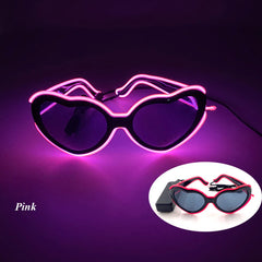 LED Neon Heart Shaped Glasses for Women Lady Fluorescent Bars DJ Party Christmas New Year Bride to be Wedding Rave Accessories - Jackie's Majestic Trinkets & Garments