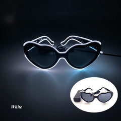 LED Neon Heart Shaped Glasses for Women Lady Fluorescent Bars DJ Party Christmas New Year Bride to be Wedding Rave Accessories - Jackie's Majestic Trinkets & Garments