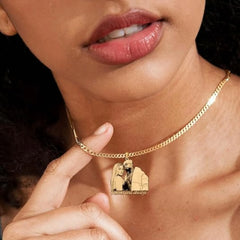 Custom Picture Nameplate Pendant Custom Photo Necklace Engraved Portrait Necklace Christmas Gift for Kids Jewelry Family  Gifts