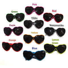 LED Neon Heart Shaped Glasses for Women Lady Fluorescent Bars DJ Party Christmas New Year Bride to be Wedding Rave Accessories - Jackie's Majestic Trinkets & Garments