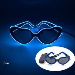 LED Neon Heart Shaped Glasses for Women Lady Fluorescent Bars DJ Party Christmas New Year Bride to be Wedding Rave Accessories - Jackie's Majestic Trinkets & Garments