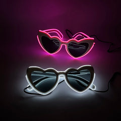 LED Neon Heart Shaped Glasses for Women Lady Fluorescent Bars DJ Party Christmas New Year Bride to be Wedding Rave Accessories - Jackie's Majestic Trinkets & Garments
