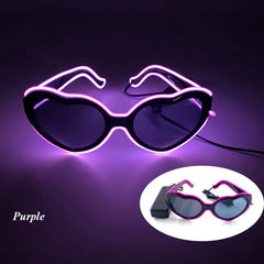 LED Neon Heart Shaped Glasses for Women Lady Fluorescent Bars DJ Party Christmas New Year Bride to be Wedding Rave Accessories - Jackie's Majestic Trinkets & Garments