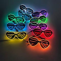 LED Neon Heart Shaped Glasses for Women Lady Fluorescent Bars DJ Party Christmas New Year Bride to be Wedding Rave Accessories - Jackie's Majestic Trinkets & Garments
