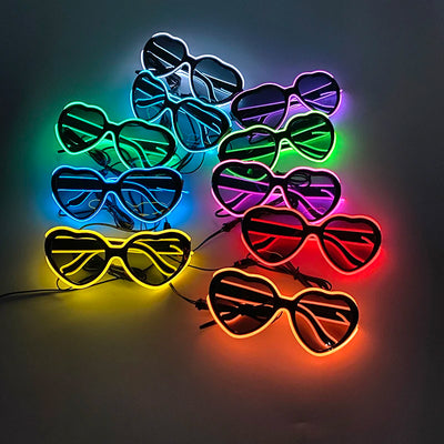LED Neon Heart Shaped Glasses for Women Lady Fluorescent Bars DJ Party Christmas New Year Bride to be Wedding Rave Accessories - Jackie's Majestic Trinkets & Garments