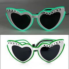 LED Neon Heart Shaped Glasses for Women Lady Fluorescent Bars DJ Party Christmas New Year Bride to be Wedding Rave Accessories - Jackie's Majestic Trinkets & Garments