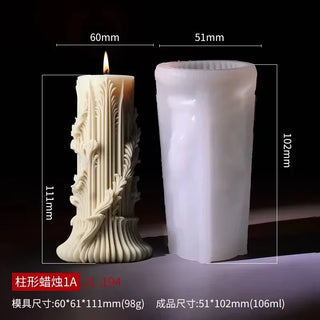 Blooming peony flower relief cylindrical candle silicone mold flower cylinder...