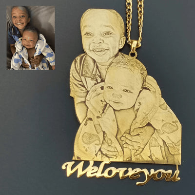Custom Picture Nameplate Pendant Custom Photo Necklace Engraved Portrait Necklace Christmas Gift for Kids Jewelry Family  Gifts