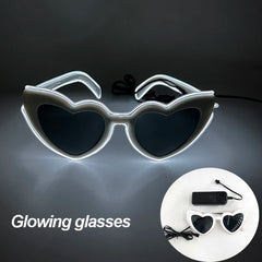 LED Neon Heart Shaped Glasses for Women Lady Fluorescent Bars DJ Party Christmas New Year Bride to be Wedding Rave Accessories - Jackie's Majestic Trinkets & Garments