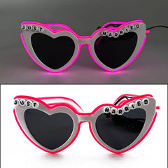 LED Neon Heart Shaped Glasses for Women Lady Fluorescent Bars DJ Party Christmas New Year Bride to be Wedding Rave Accessories - Jackie's Majestic Trinkets & Garments