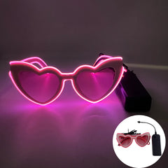 LED Neon Heart Shaped Glasses for Women Lady Fluorescent Bars DJ Party Christmas New Year Bride to be Wedding Rave Accessories - Jackie's Majestic Trinkets & Garments