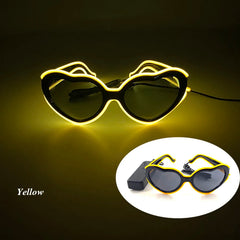 LED Neon Heart Shaped Glasses for Women Lady Fluorescent Bars DJ Party Christmas New Year Bride to be Wedding Rave Accessories - Jackie's Majestic Trinkets & Garments