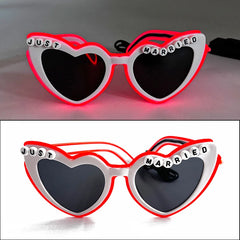 LED Neon Heart Shaped Glasses for Women Lady Fluorescent Bars DJ Party Christmas New Year Bride to be Wedding Rave Accessories - Jackie's Majestic Trinkets & Garments