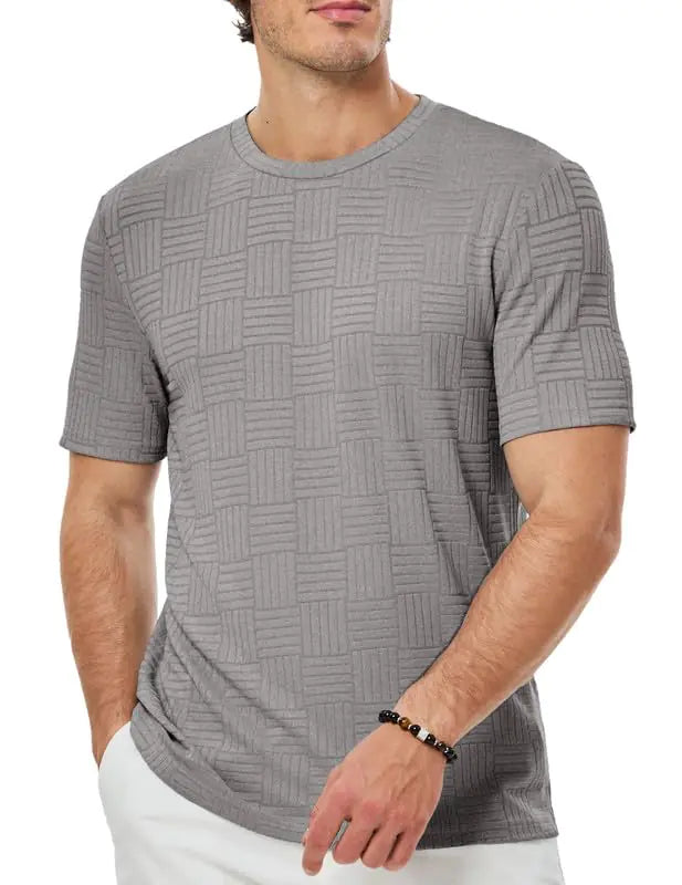 Dokotoo Men Mens Muscle Slim T Shirts Crewneck Textured Short Sleeve Shirt Gym Workout Athletic Tees Gray M - Jackie's Majestic Trinkets & Garments