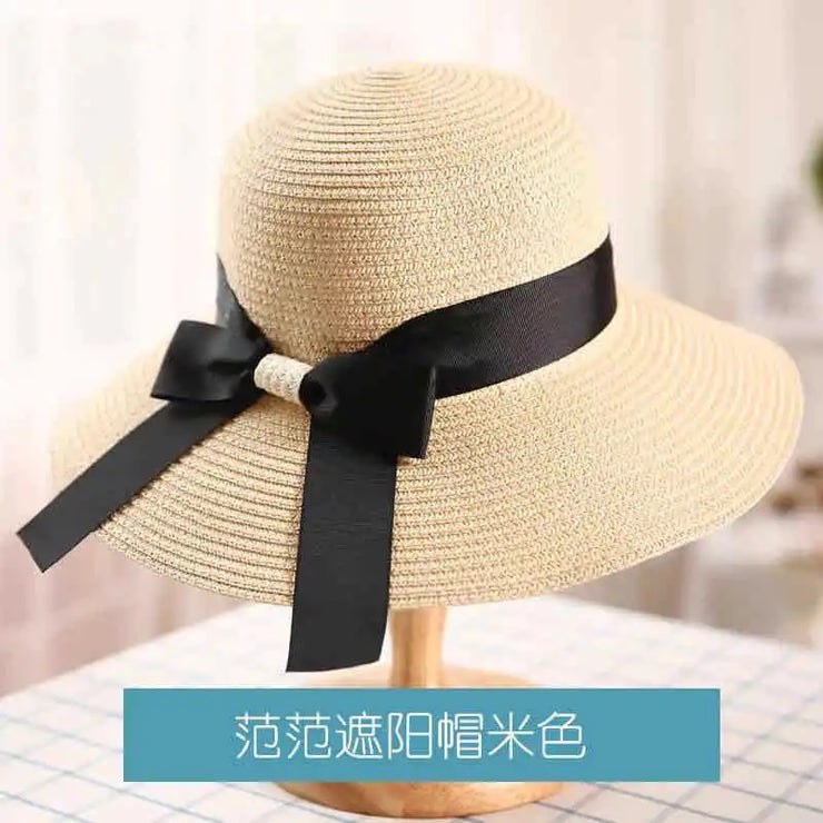 Summer Women's Straw Hat - Foldable Wide Brim Cap - Jackie's Majestic Trinkets & Garments