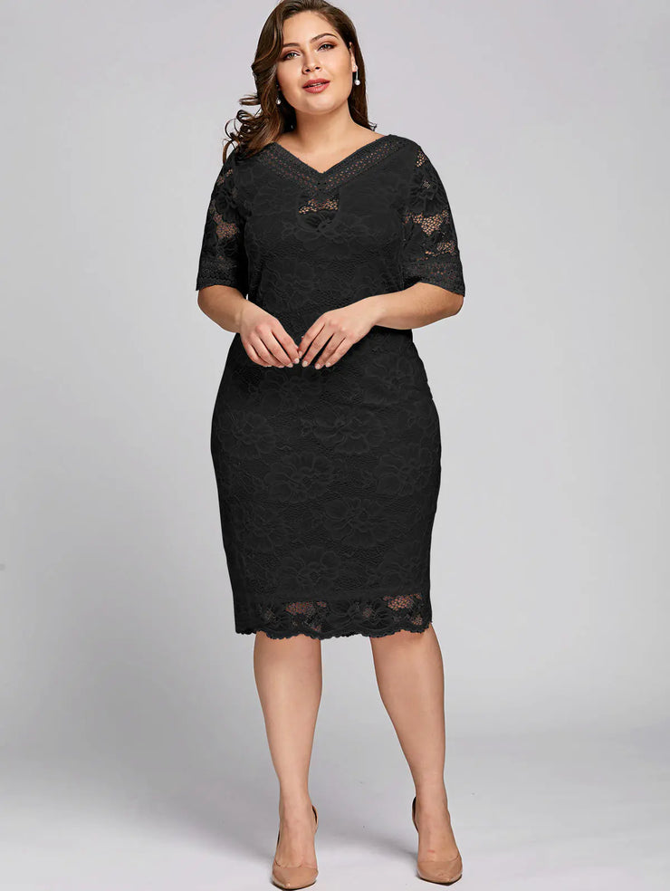 Lace Long Dress with Short Sleeves - Jackie's Majestic Trinkets & Garments