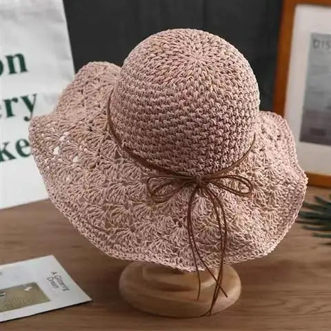 Handmade Crochet Straw Hat for Fashionable Look - Jackie's Majestic Trinkets & Garments
