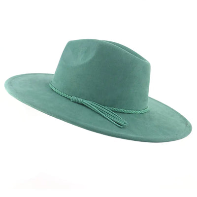 Jazz Women's 10cm Brim Suede Peach Tassel Hat - Jackie's Majestic Trinkets & Garments