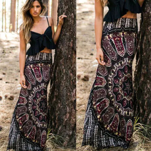 Classic Printed Midi Skirt for Women Fashion - Jackie's Majestic Trinkets & Garments